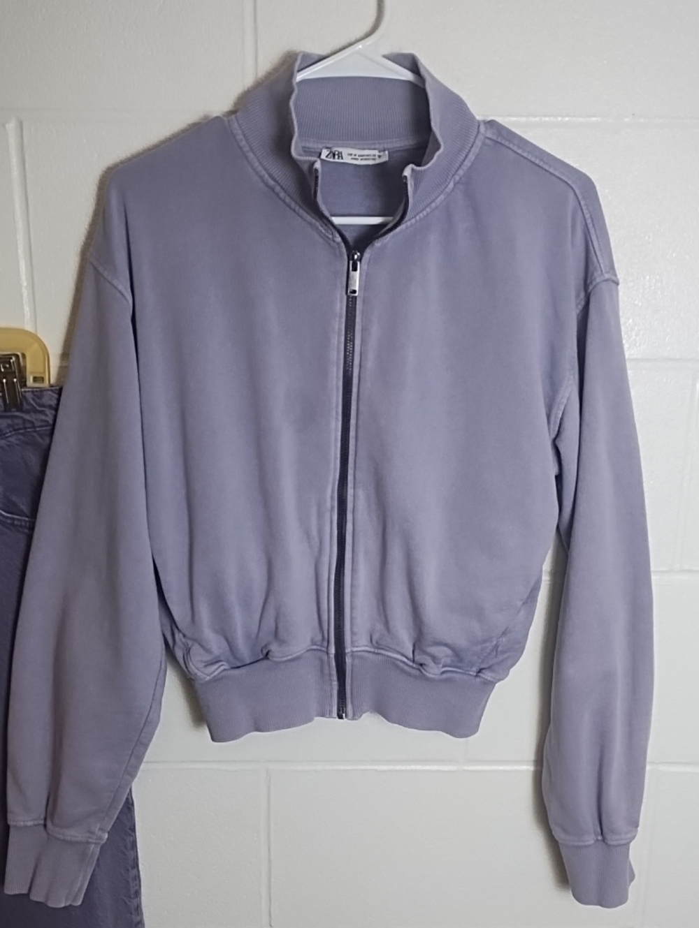 ZARA Soft Lavender Zip French Terry Sweatshirt Jacket Med